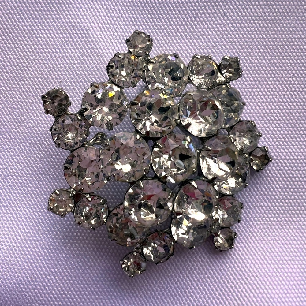 Rare WEISS Vintage Snowflake Brooch Silver diamond 💎 Rhinestones